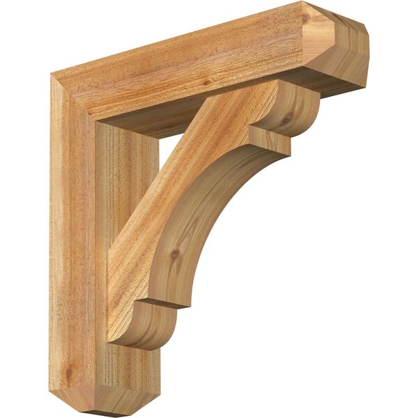 Ekena Millwork Olympic Craftsman Rough Sawn Bracket w/ Offset Brace, Western Red Cedar, 6"W x 22"D x 22"H BKT0604X22X22OLY04RWR - main